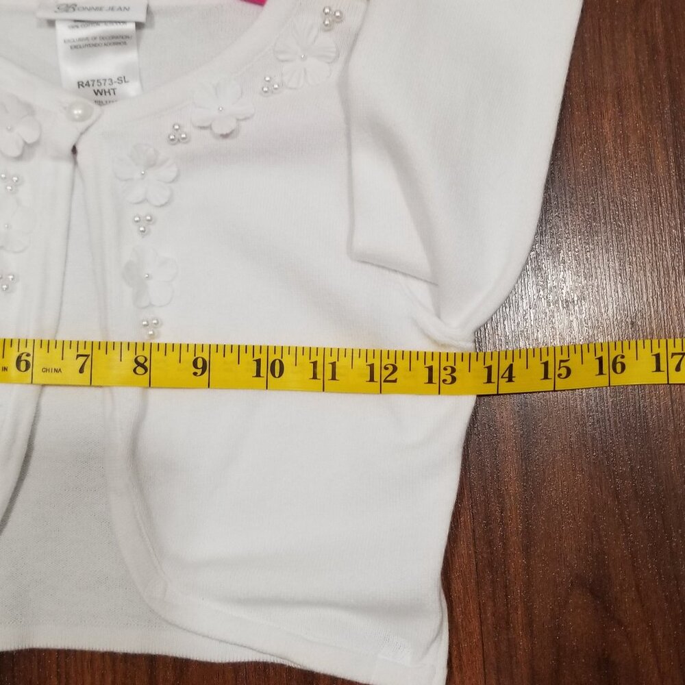 Girls' Bonnie Jean White Cropped Cardigan, Size M, EUC - Picture 10 of 10